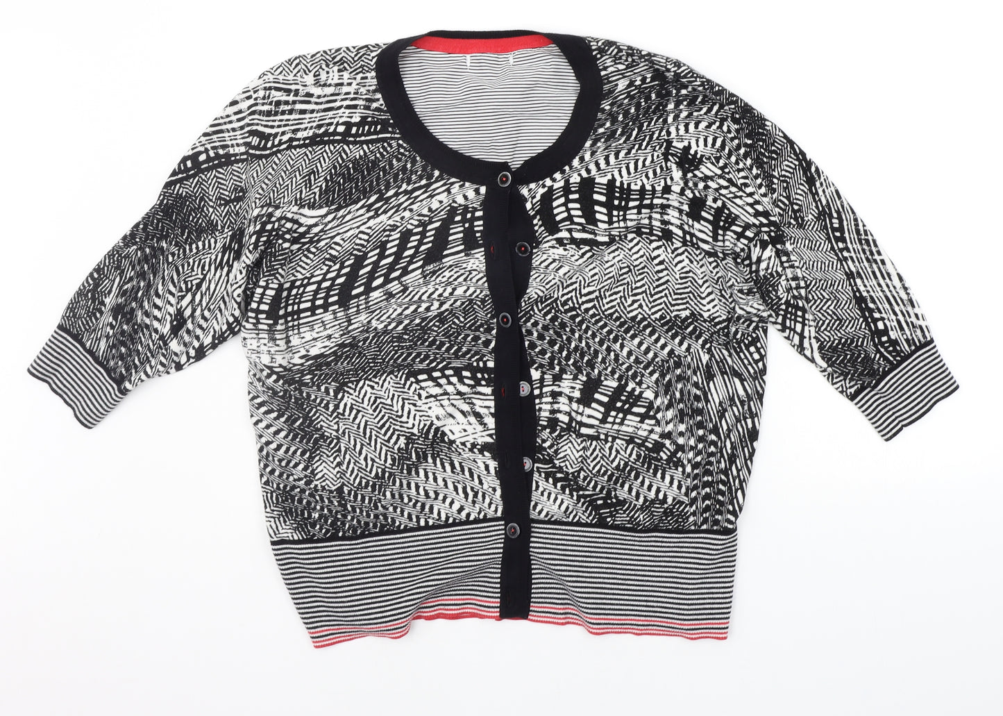 Per Una Womens Black Striped  Cardigan Jumper Size 20