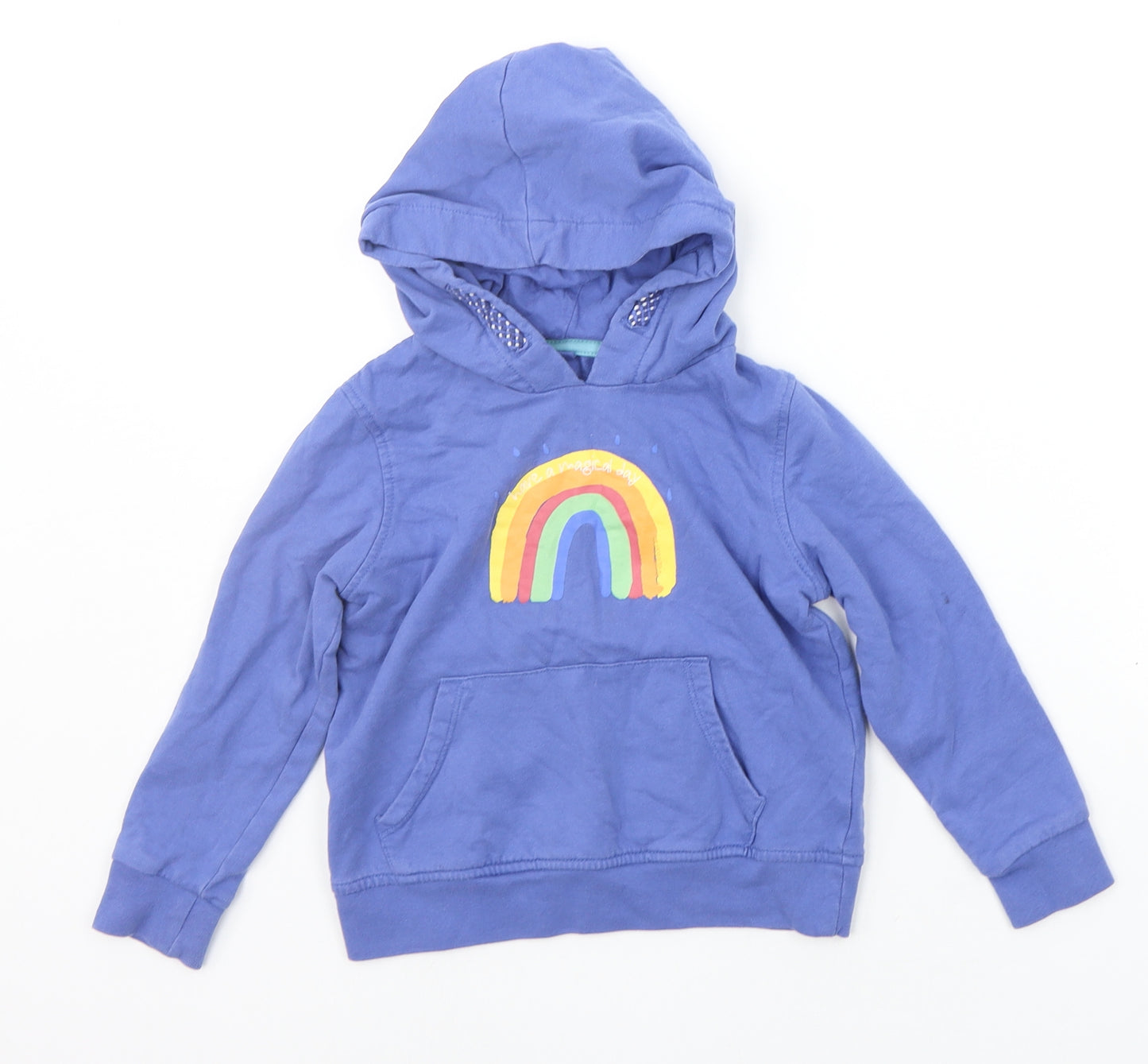 Lilly & Dan Girls Blue   Pullover Hoodie Size 5-6 Years  - RAINBOWS