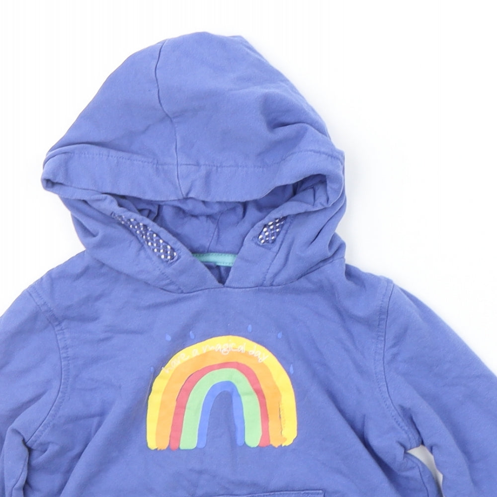 Lilly & Dan Girls Blue   Pullover Hoodie Size 5-6 Years  - RAINBOWS