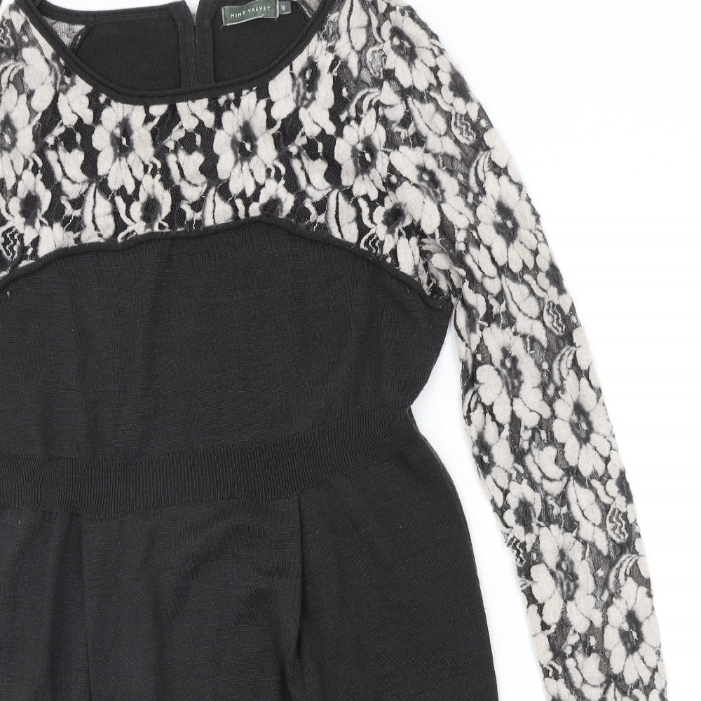 Mint Velvet Womens Grey Floral  Jumper Dress  Size 18