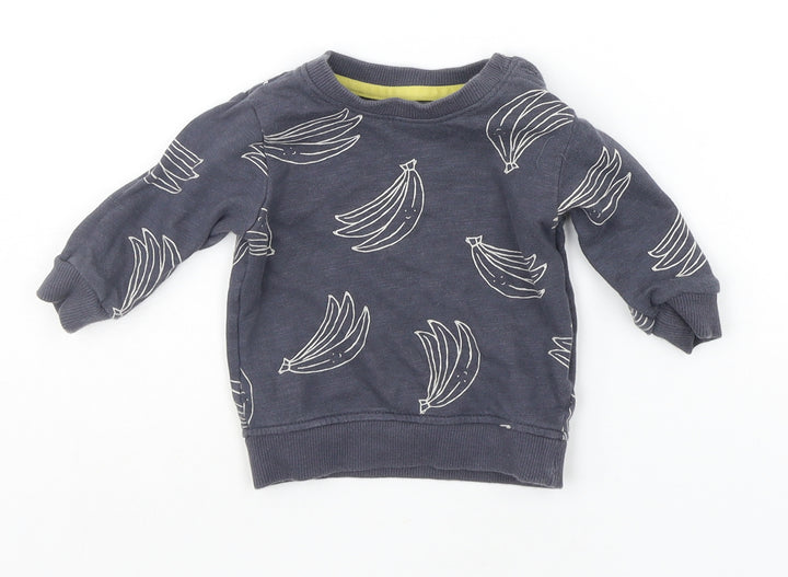 Marks and Spencer Baby Grey Geometric  Pullover Jumper Size 0-3 Months  - BANNANAS