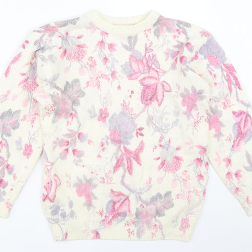 HONEY Womens Ivory Floral  Pullover Jumper One Size
