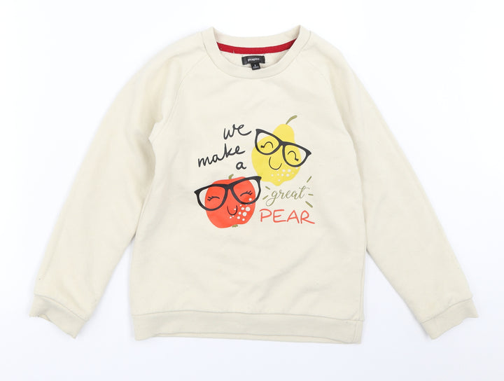 Picapino Girls Beige Pullover Sweatshirt Size 8 Years