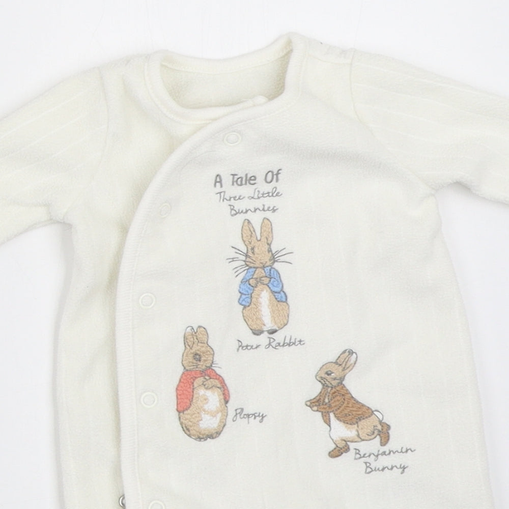 Nutmeg Baby White   Babygrow One-Piece Size Newborn  - Peter Rabbit