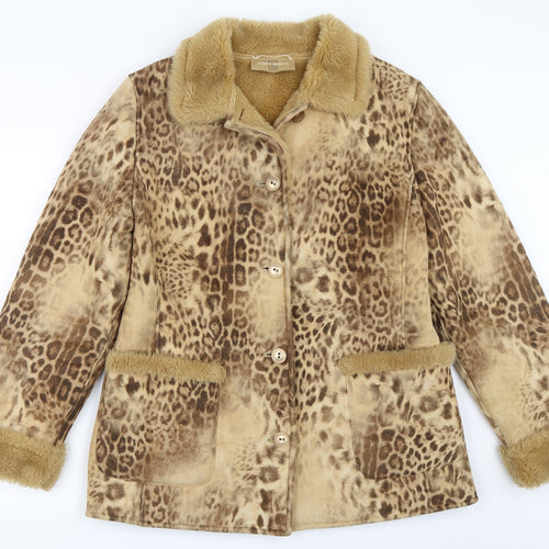 Gerry Weber Womens Beige Animal Print  Overcoat Coat Size 12