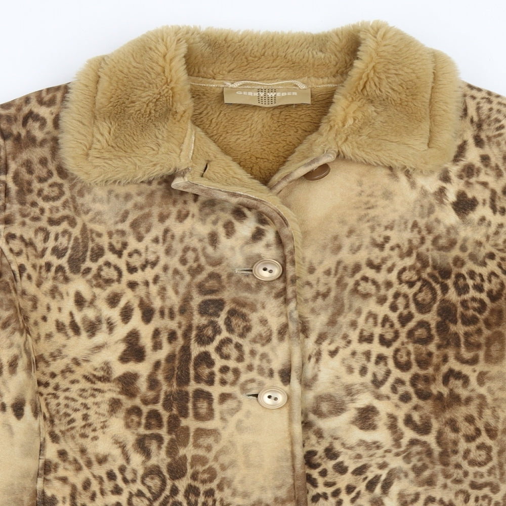 Gerry Weber Womens Beige Animal Print  Overcoat Coat Size 12