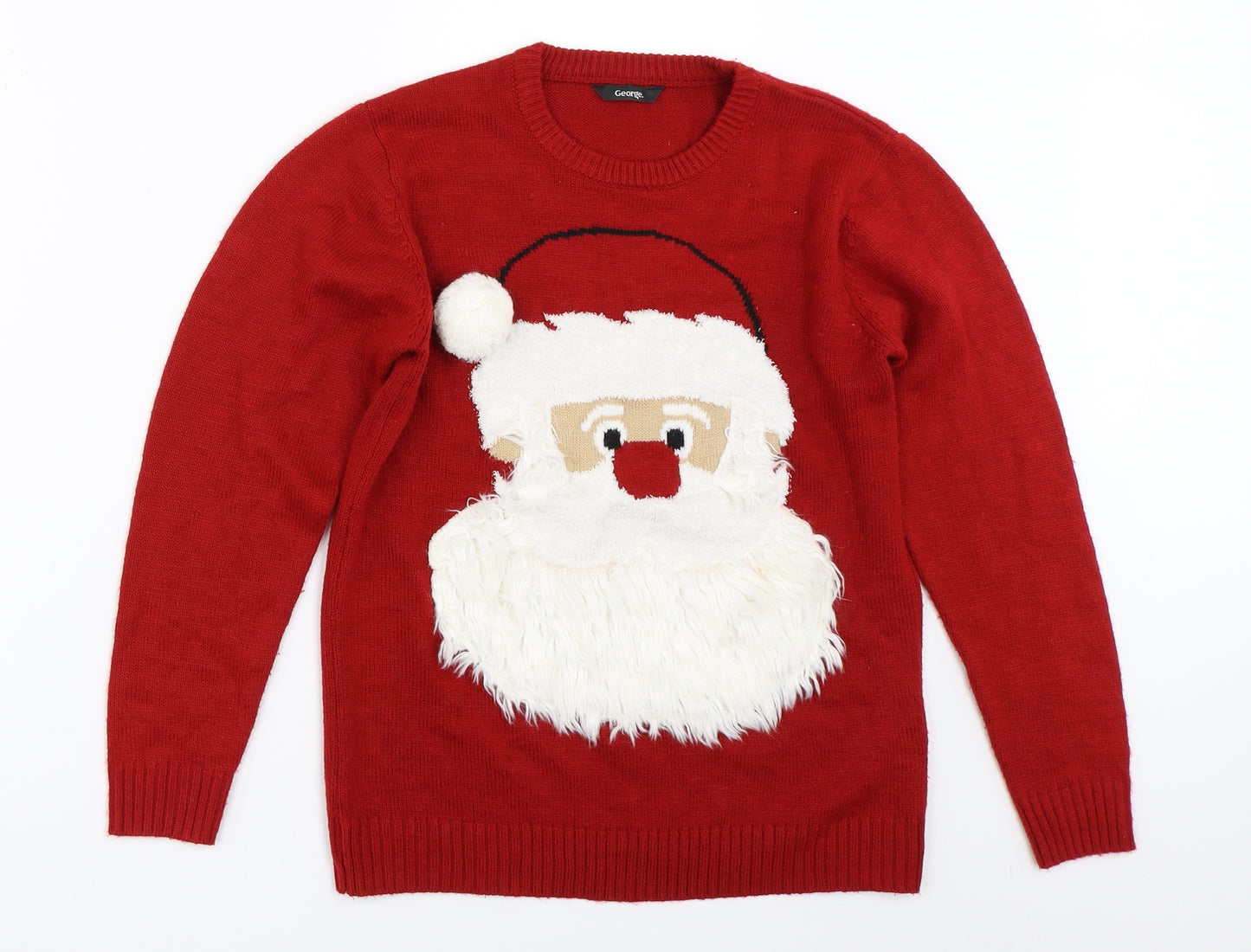 George Boys Red   Pullover Jumper Size 11-12 Years  - christmas