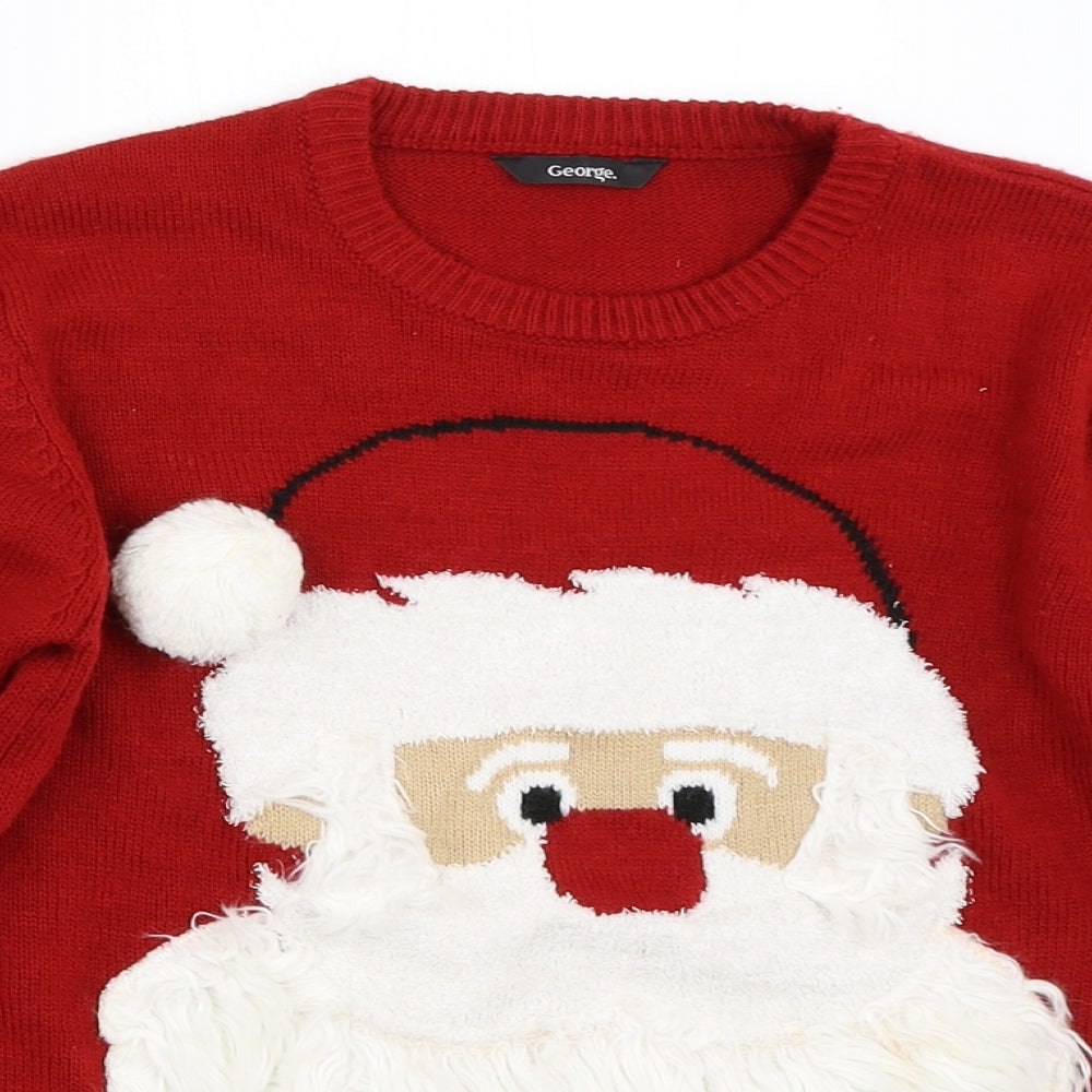 George Boys Red   Pullover Jumper Size 11-12 Years  - christmas