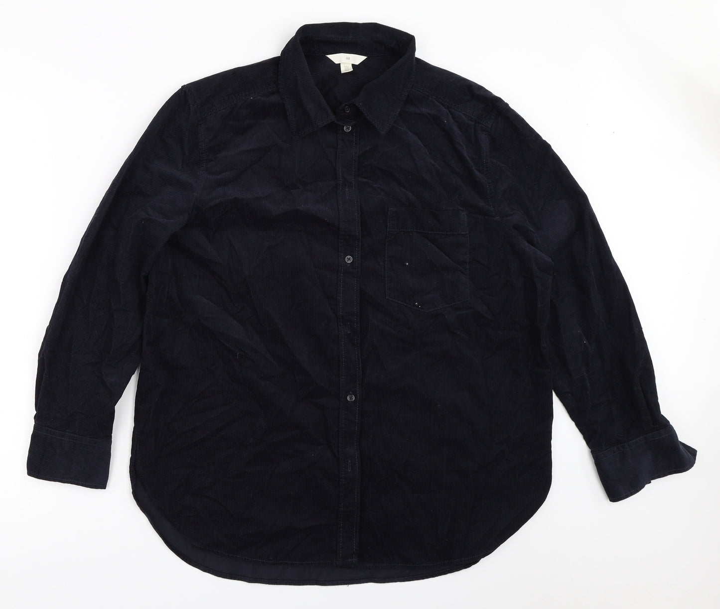 H&M Mens Blue  Corduroy  Button-Up Size M