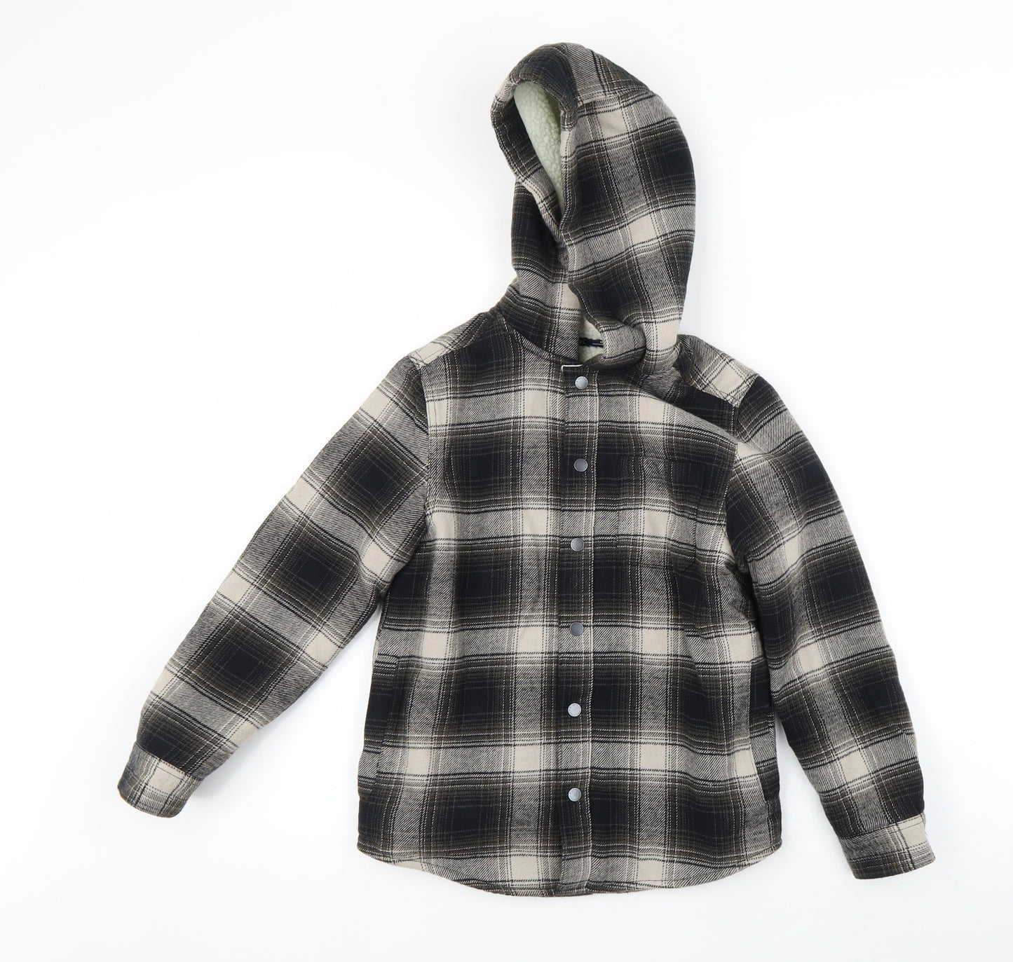 NEXT Boys Grey Check  Pullover Hoodie Size 8 Years