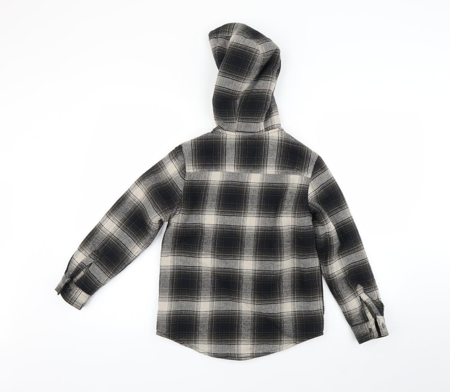 NEXT Boys Grey Check  Pullover Hoodie Size 8 Years