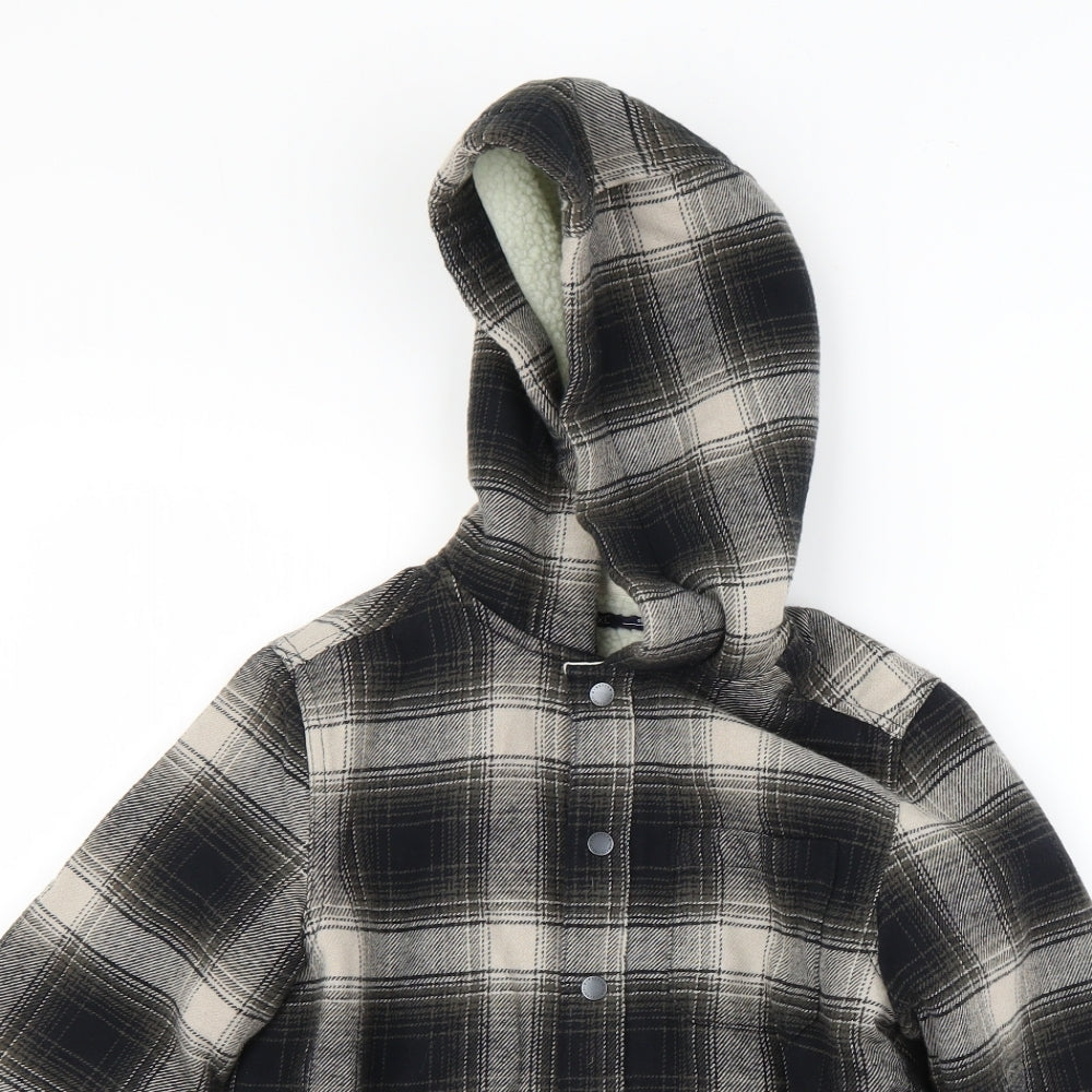 NEXT Boys Grey Check  Pullover Hoodie Size 8 Years