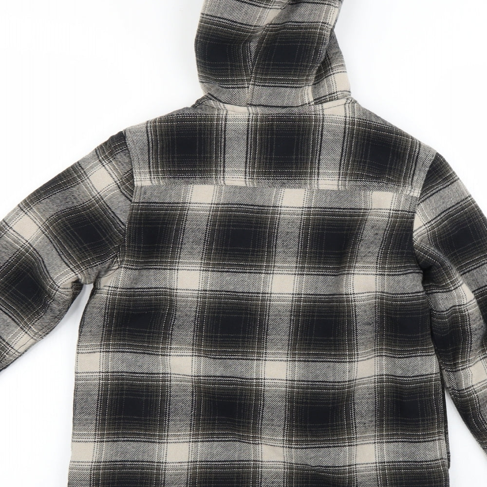 NEXT Boys Grey Check  Pullover Hoodie Size 8 Years