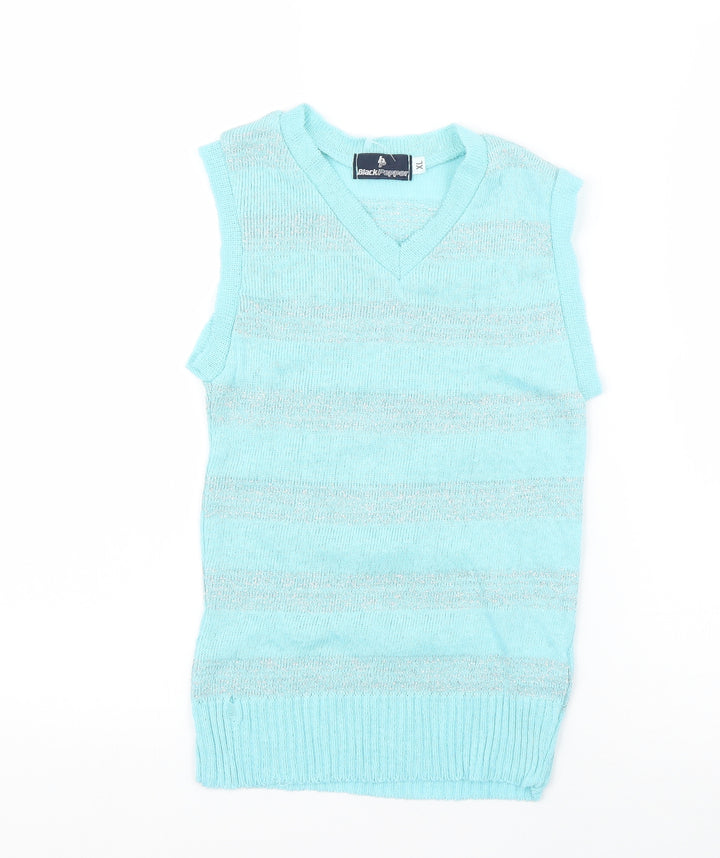 Black Pepper Womens Blue Striped  Vest Jumper Size XL