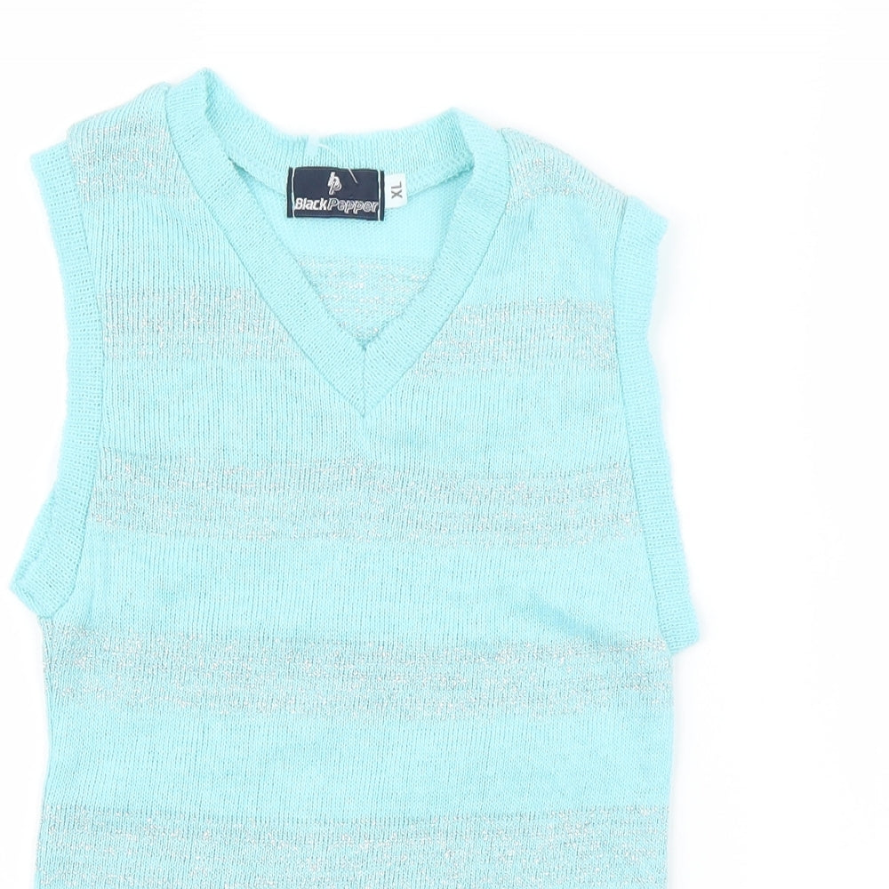 Black Pepper Womens Blue Striped  Vest Jumper Size XL