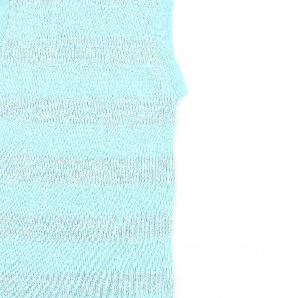 Black Pepper Womens Blue Striped  Vest Jumper Size XL