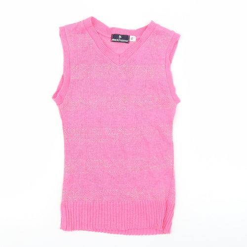 Black Pepper Womens Pink Striped  Vest Jumper Size XL