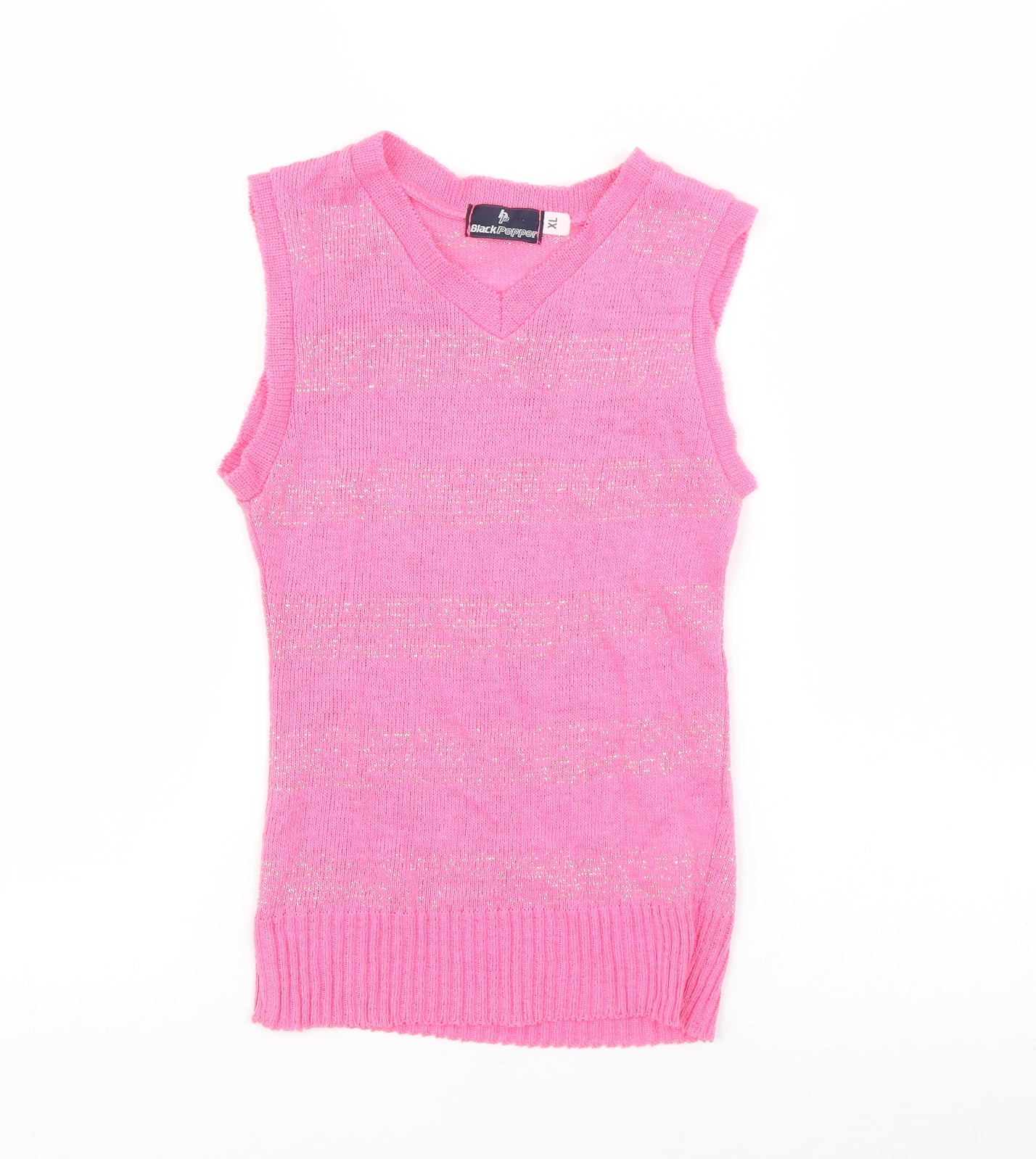 Black Pepper Womens Pink Striped  Vest Jumper Size XL