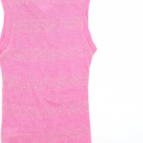 Black Pepper Womens Pink Striped  Vest Jumper Size XL