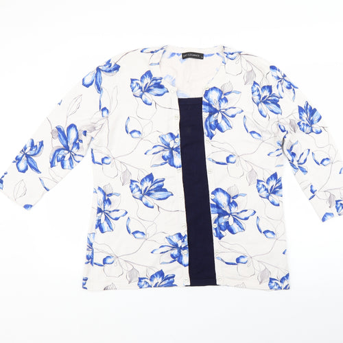 just elegance Womens White Floral  Pullover Jumper Size XL