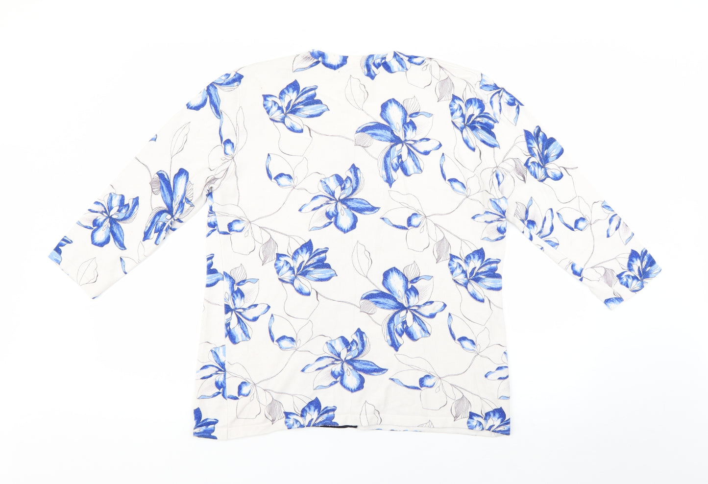 just elegance Womens White Floral  Pullover Jumper Size XL