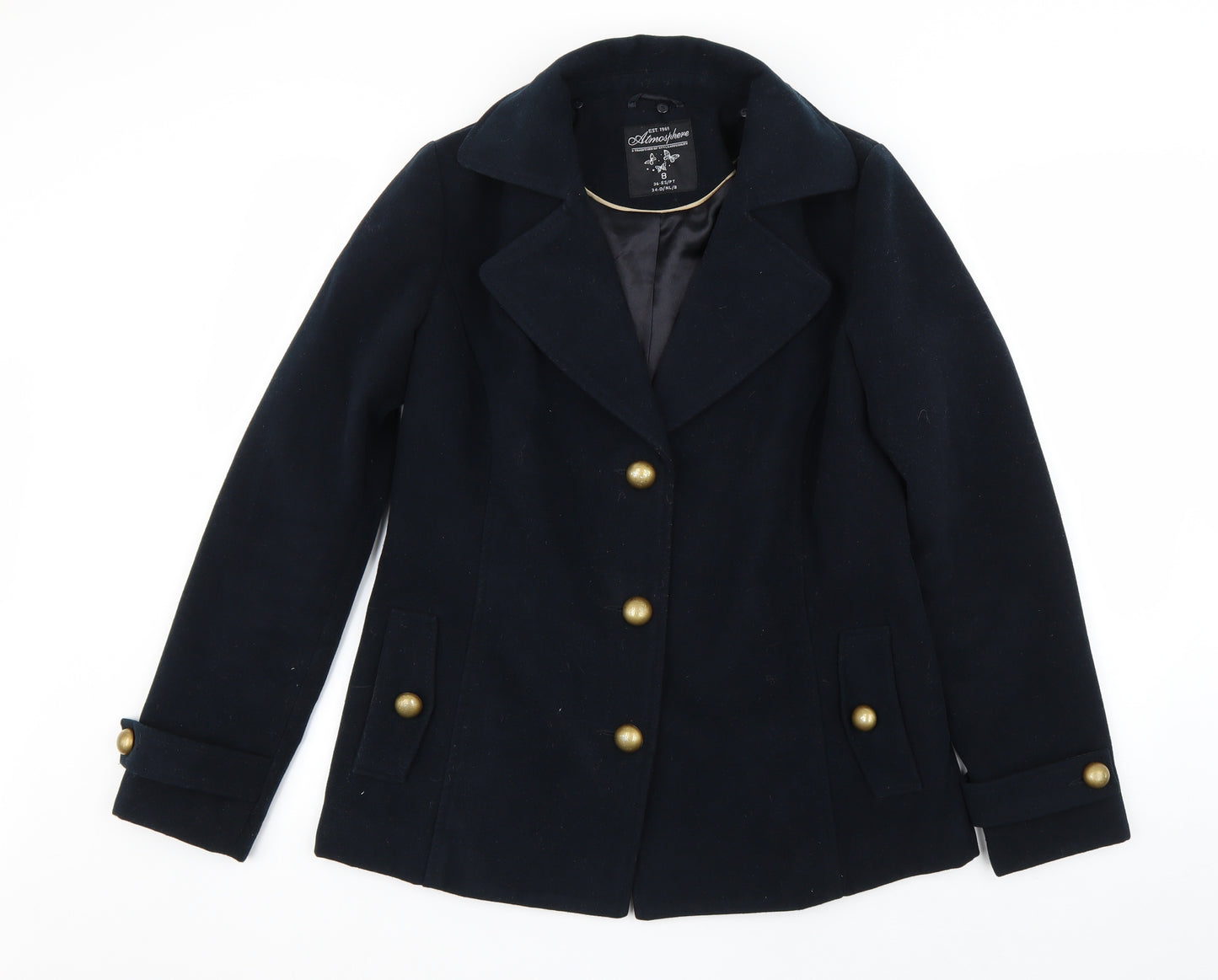 Atmosphere Womens Blue   Pea Coat Coat Size 8