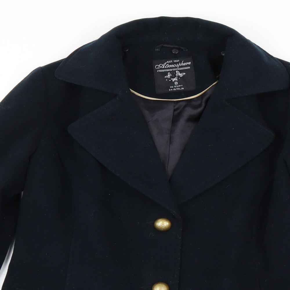 Atmosphere Womens Blue   Pea Coat Coat Size 8