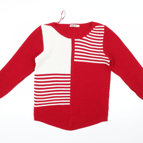 envy us Womens Red Striped  Pullover Jumper Size M