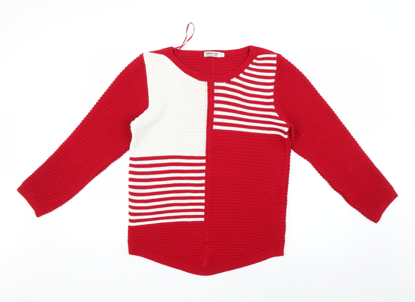 envy us Womens Red Striped  Pullover Jumper Size M