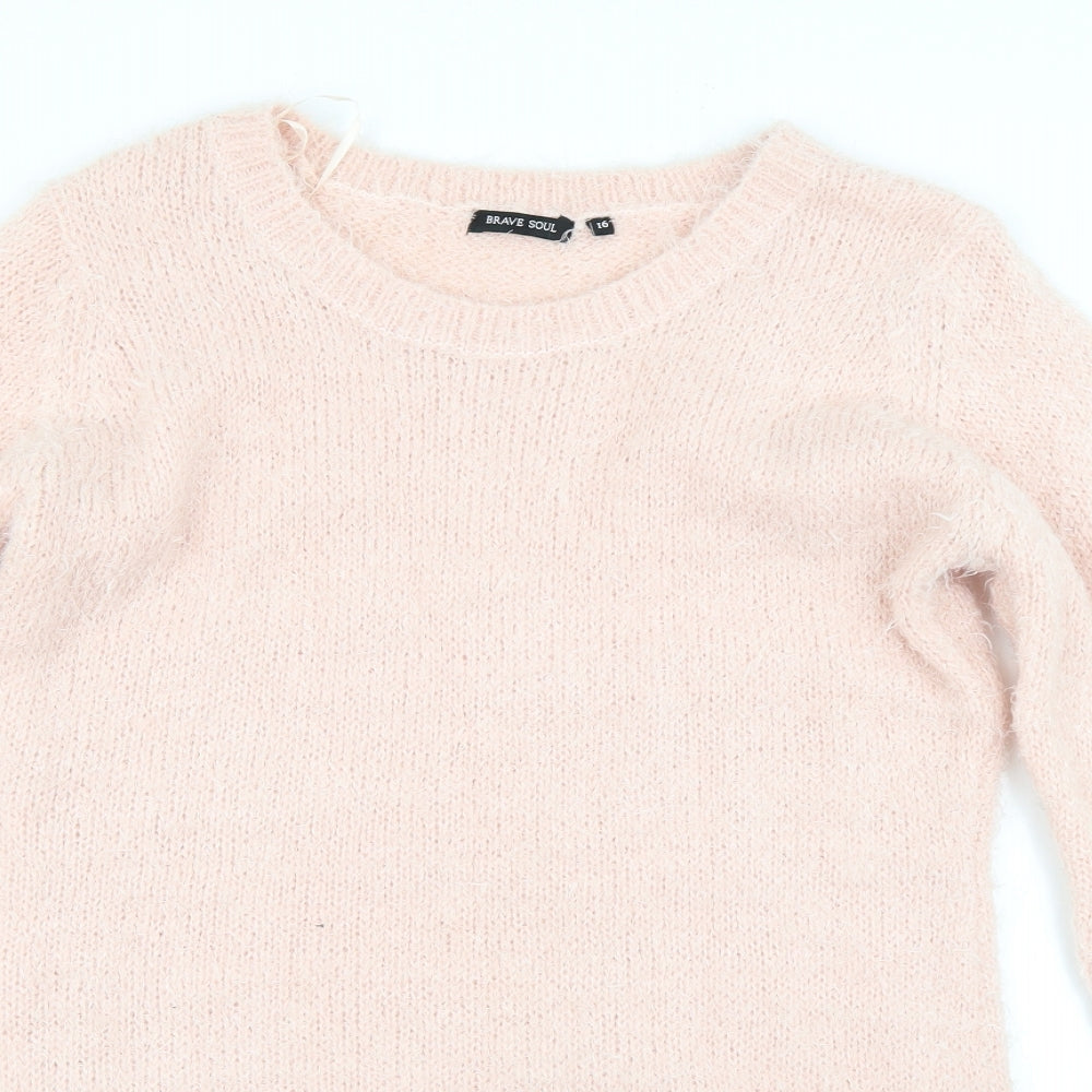 Brave Soul Womens Pink   Pullover Jumper Size 16