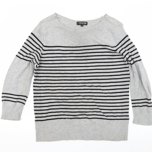 Debenhams Womens Grey Striped  Pullover Jumper Size 12