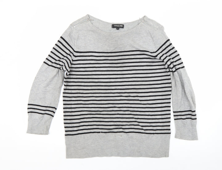 Debenhams Womens Grey Striped  Pullover Jumper Size 12