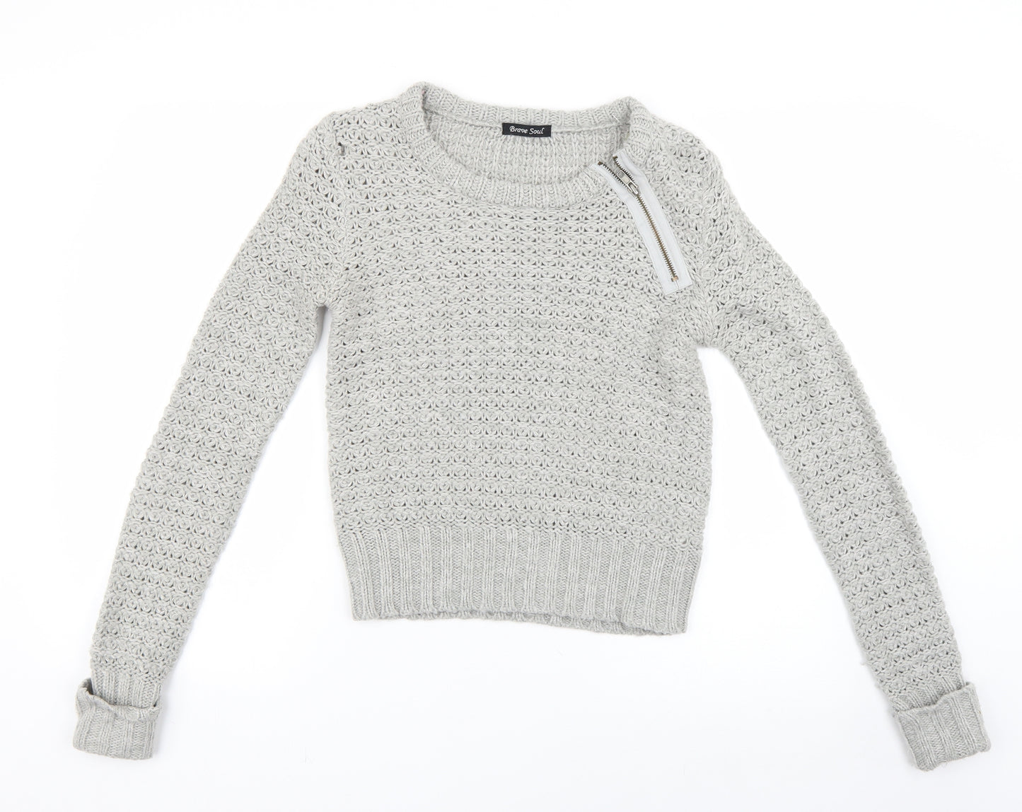Brave Soul Womens Grey   Pullover Jumper Size S
