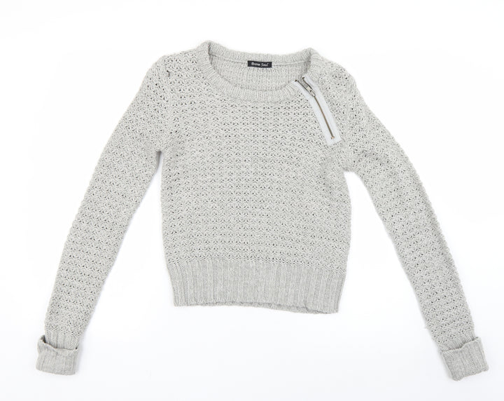 Brave Soul Womens Grey   Pullover Jumper Size S