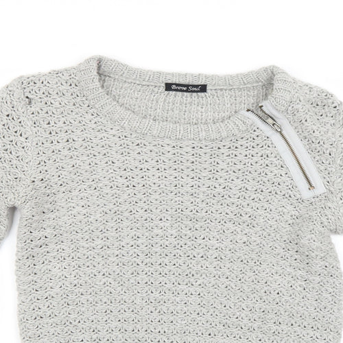 Brave Soul Womens Grey   Pullover Jumper Size S
