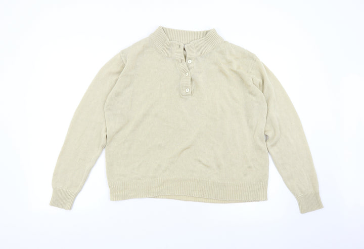 Damart Womens Beige Knit Henley Jumper Size M