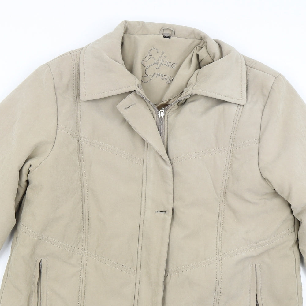 Eliza Grey Womens Beige   Overcoat Coat Size 10