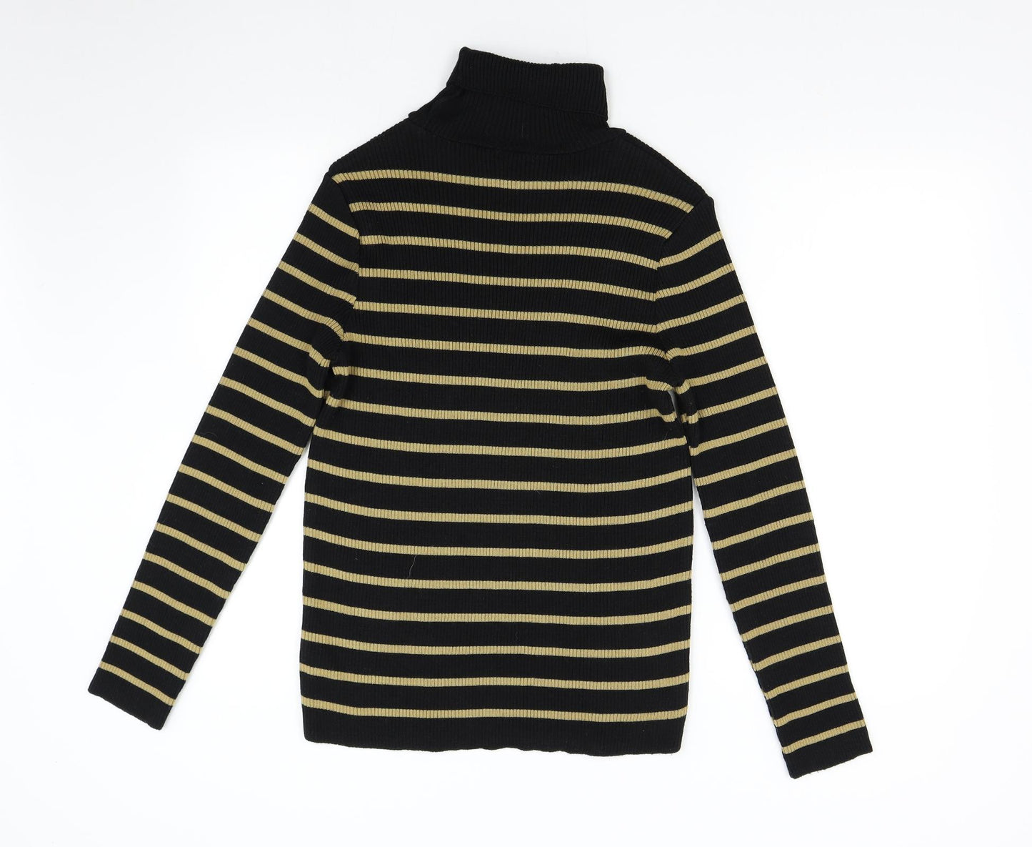 M&Co Womens Black Striped Knit Pullover Jumper Size 16