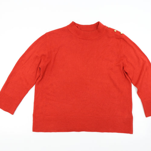 M&S Womens Red  Knit Pullover Jumper Size 14