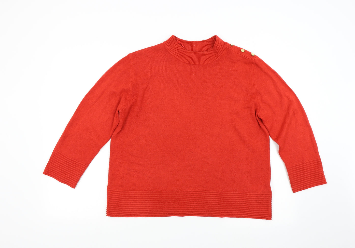 M&S Womens Red  Knit Pullover Jumper Size 14