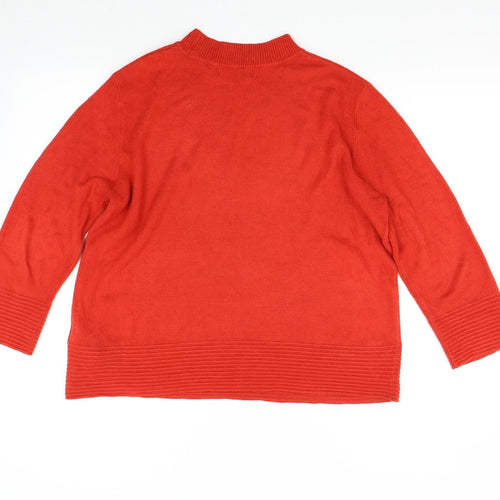 M&S Womens Red  Knit Pullover Jumper Size 14