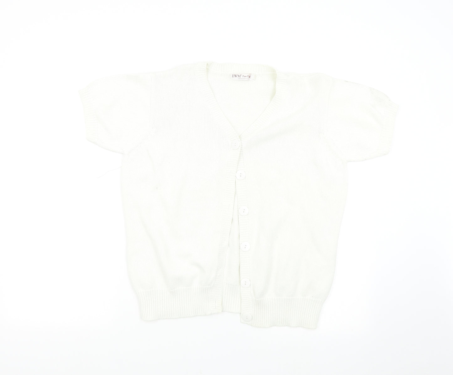 EWM Womens White  Knit Cardigan Jumper Size L