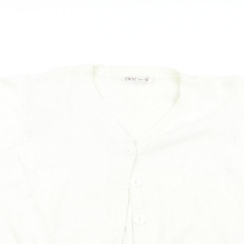 EWM Womens White  Knit Cardigan Jumper Size L