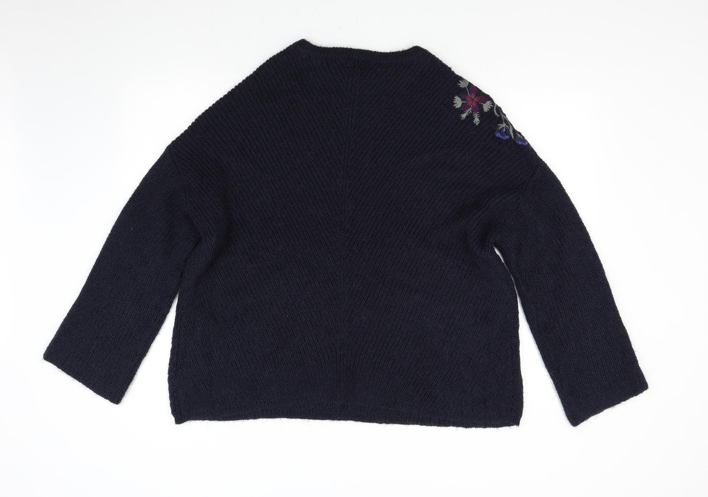NEXT Womens Blue Floral Knit Pullover Jumper Size 18