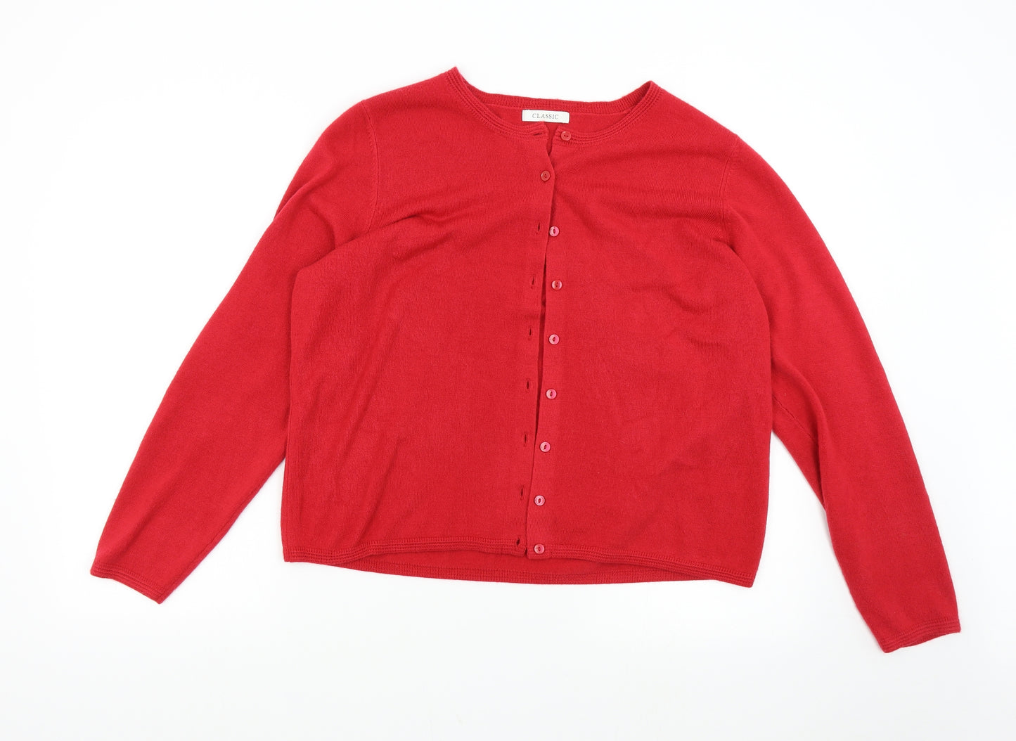 M&S Womens Red  Knit Cardigan Jumper Size 16