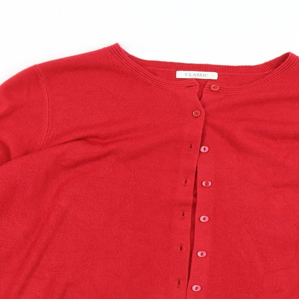 M&S Womens Red  Knit Cardigan Jumper Size 16