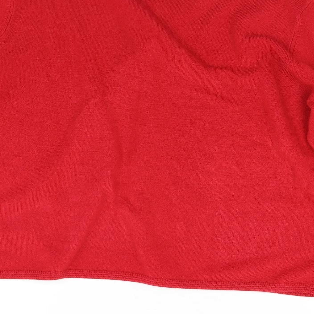M&S Womens Red  Knit Cardigan Jumper Size 16