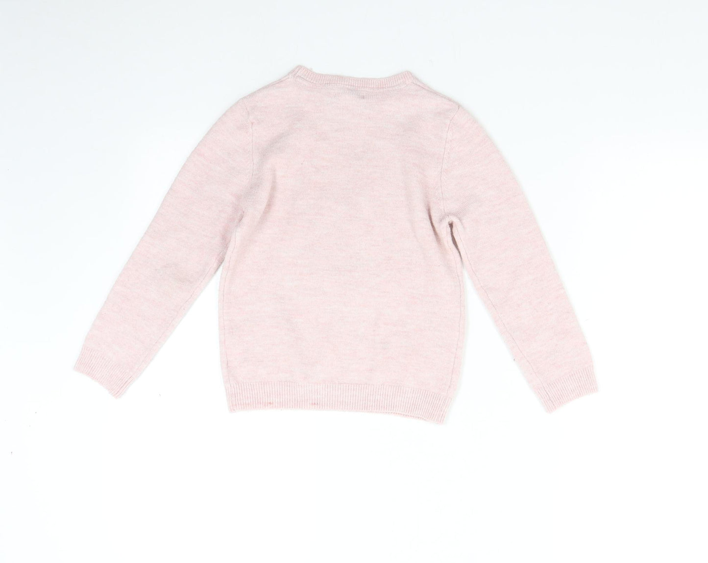 Primark Girls Pink  Knit Pullover Jumper Size 6-7 Years  - Swan