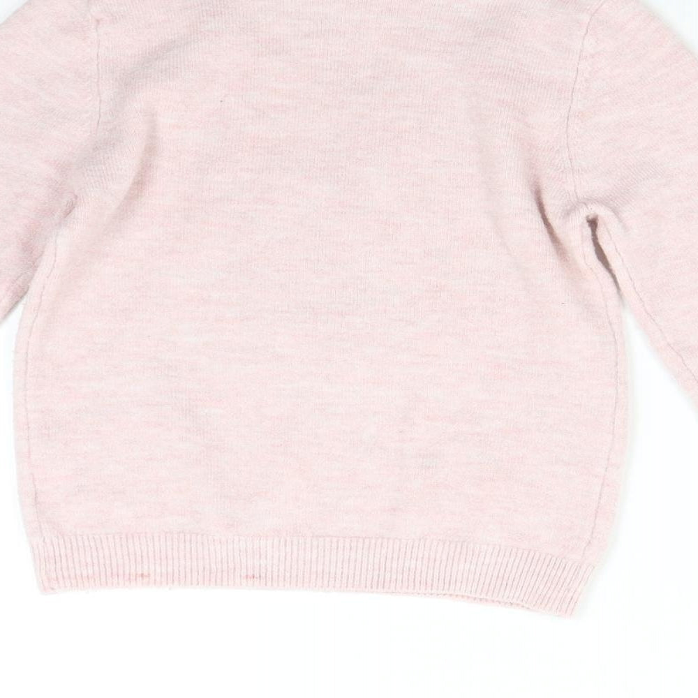 Primark Girls Pink  Knit Pullover Jumper Size 6-7 Years  - Swan