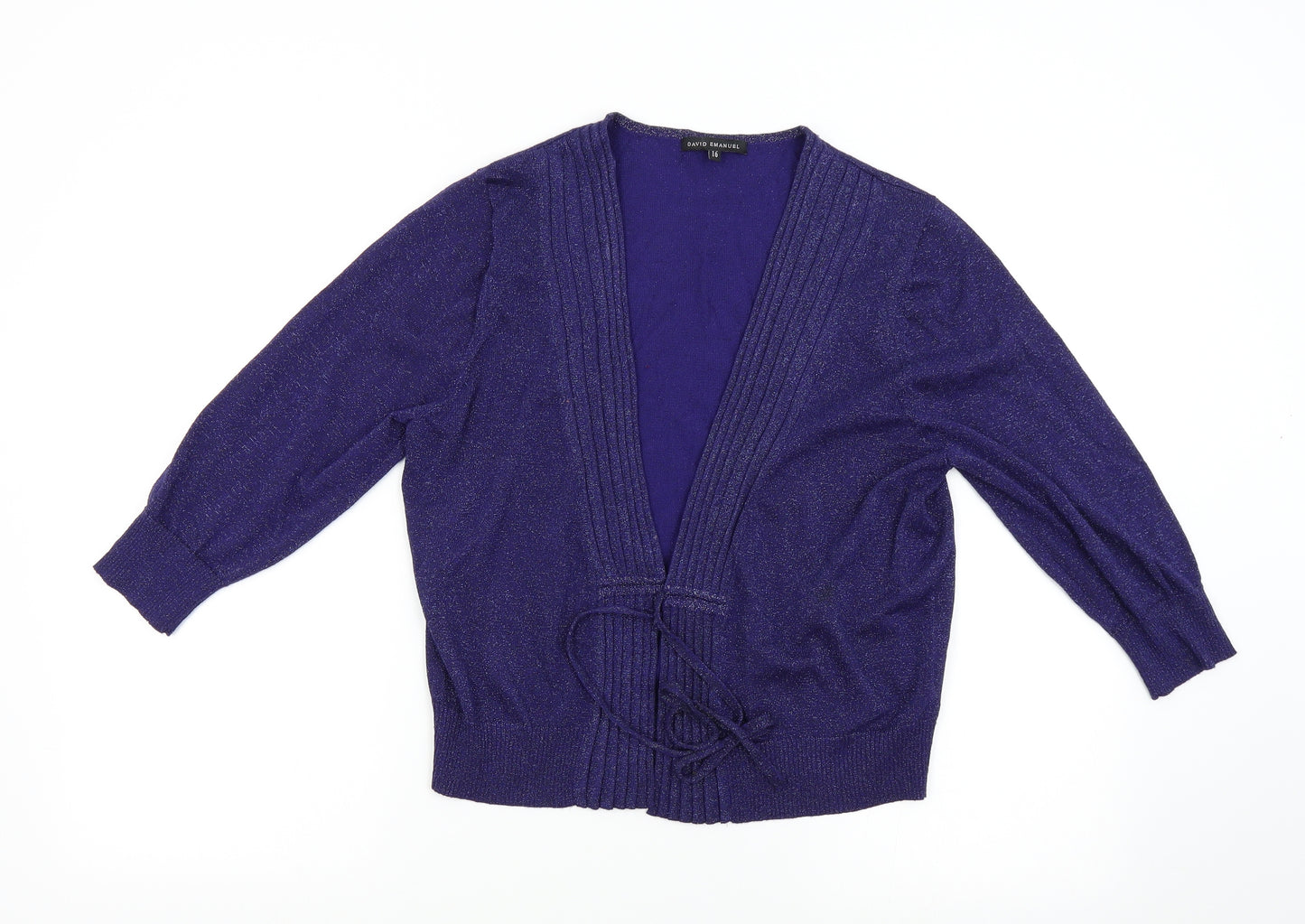 David Emanuel Womens Blue  Knit Cardigan Jumper Size 16